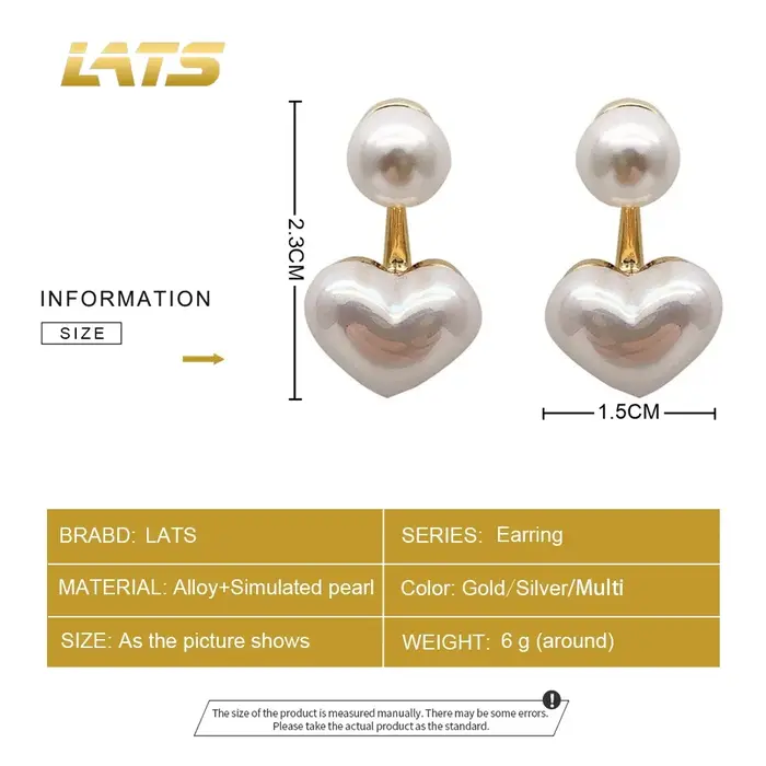 Nouvelle mode amour coeur perle boucles d'oreilles pour les femmes doux élégant tempérament goutte boucle d'oreille tendance bijoux accessoires