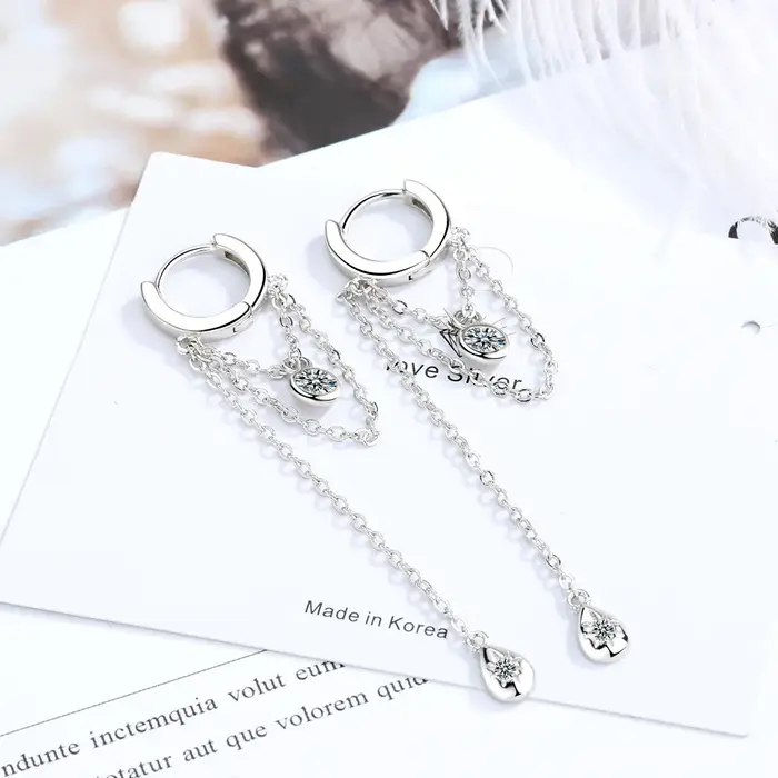925 Sterling Silvler gland chaîne boucle d'oreille élégance petite amie cadeau Fine argent bijoux goutte d'eau