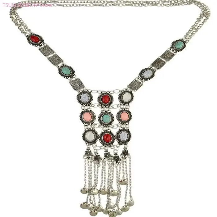 62KE – collier à pampilles Turquoise unisexe, minimaliste, pendentif coloré pour tenue décontracté