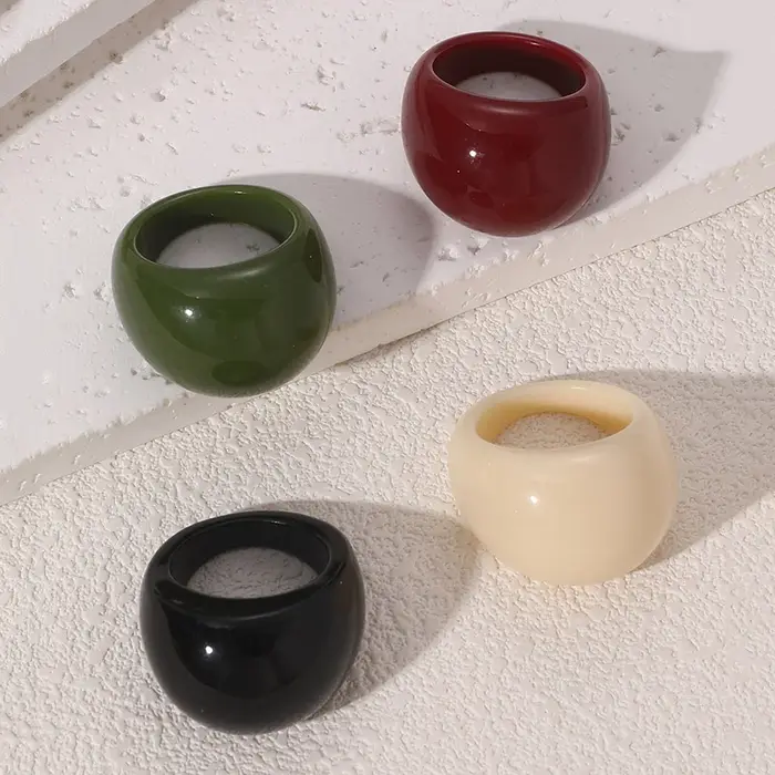 Lot de 4 bagues empilables élégantes pour tous les jours – Ambre vintage
