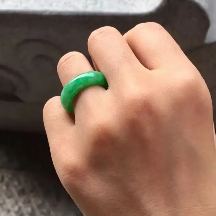 Bague en pierre de jade émeraude naturelle pour hommes et femmes