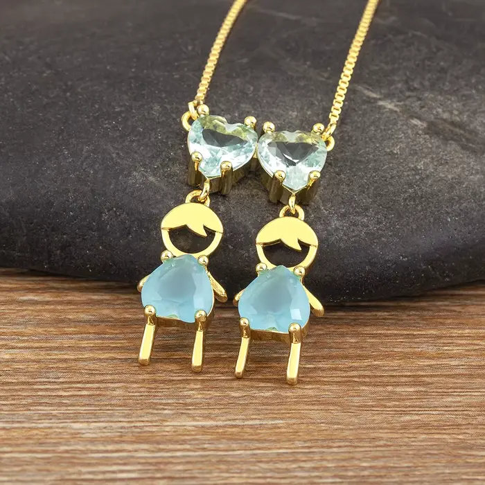 Colliers avec pendentif en zircone incrusté de cœur d'amour pour garçon et fille, chaîne polyvalente