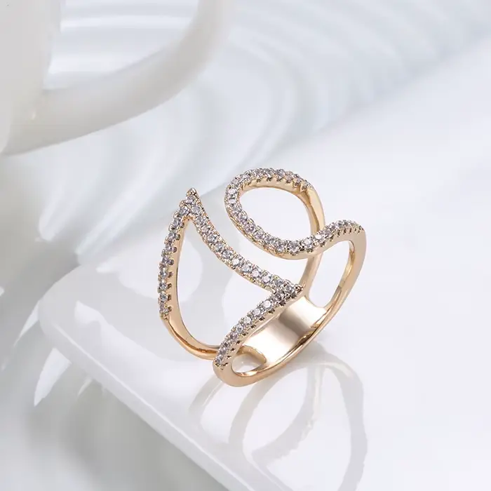 Bague en Zircon Naturel Or Rose pour Femme Occasion Mariage et Événements Formels