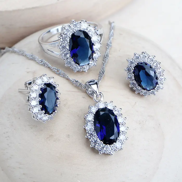 Ensemble de bijoux de mariée en argent 925 pour femmes