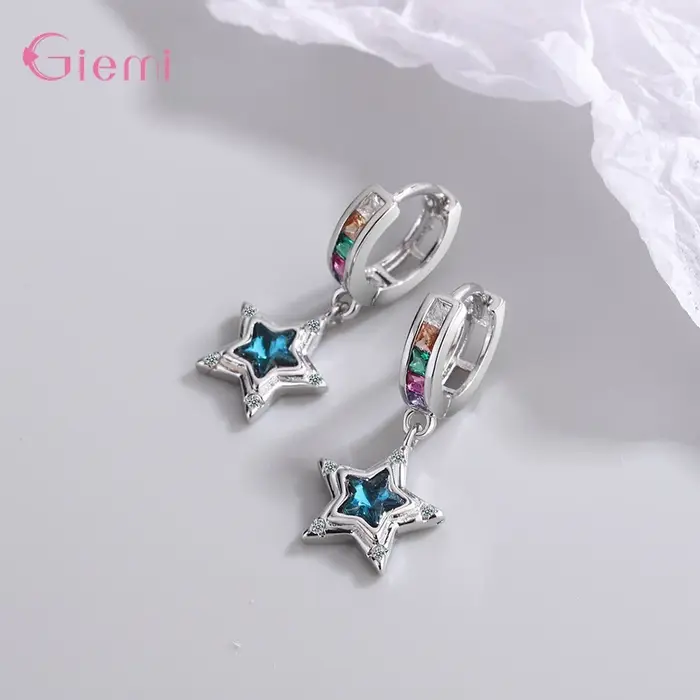 Boucles d'oreilles étoiles simples en argent Sterling 925 véritable pour femmes