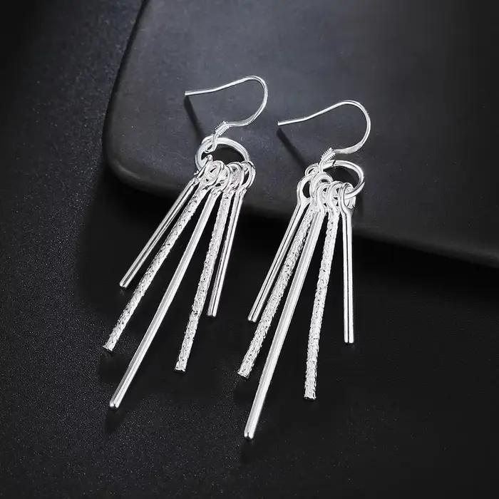 Boucles d'oreilles en argent sterling 925 de haute qualité pour femme, bijoux de mode, cinq colonnes