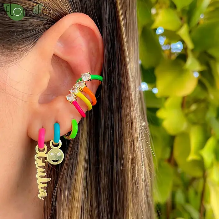 Boucles d'oreilles clip non percées en or 18 carats pour femmes et hommes, émail coloré, faux cartilage, manchette d'oreille, bijoux de fête, tendance