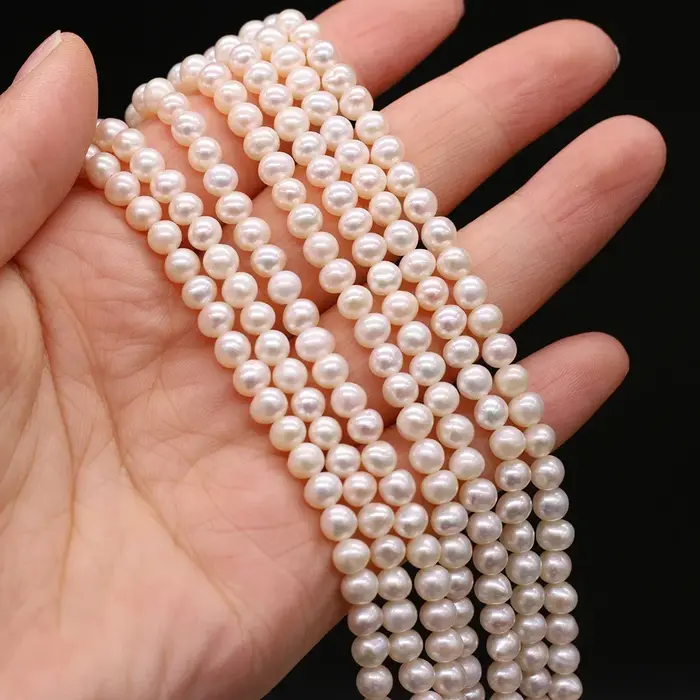 Perles d'Eau Douce Naturelles Blanches AAA + de 4 à 5mm, Perles Rondes d'Espacement pour Bijoux de B