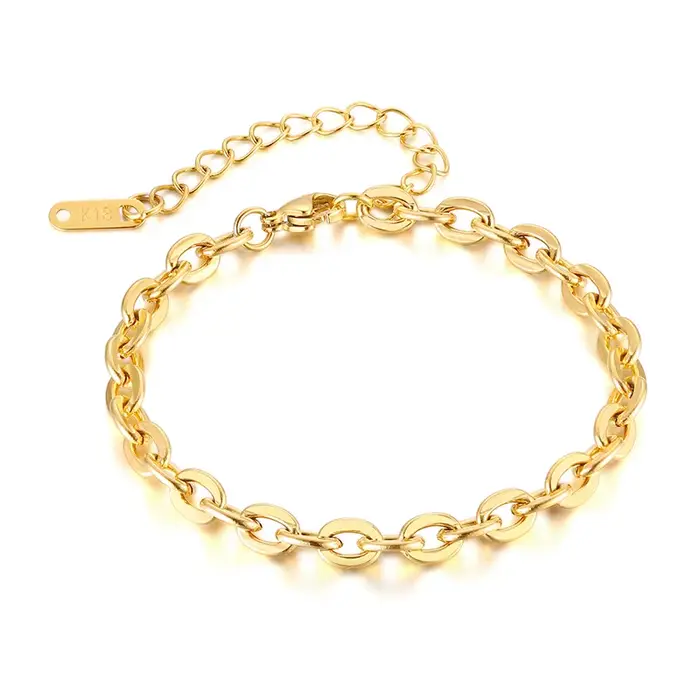 Rolo – Bracelet à maillons de chaîne pour femmes, rond et épais, en acier inoxydable, à maillons de 