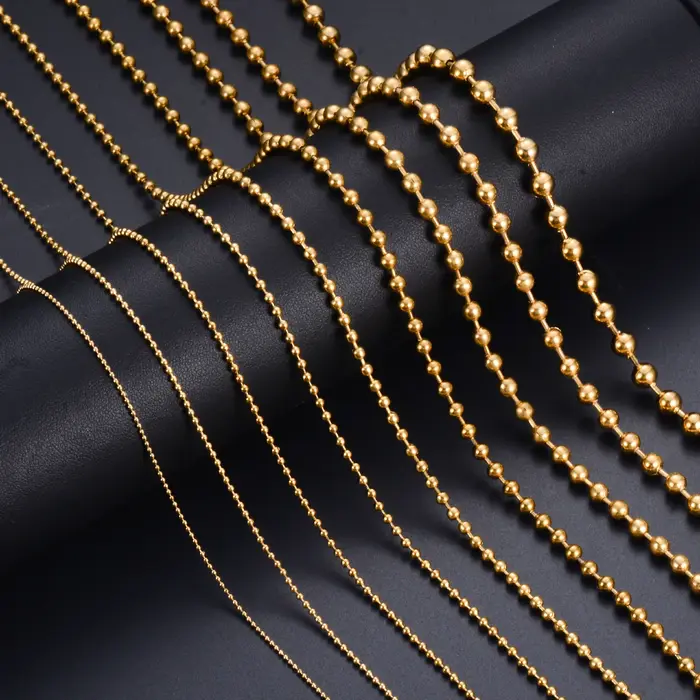 Collier chaîne à billes en acier inoxydable plaqué or 18 carats, large 1,2-6mm, pour pendentif ou ét