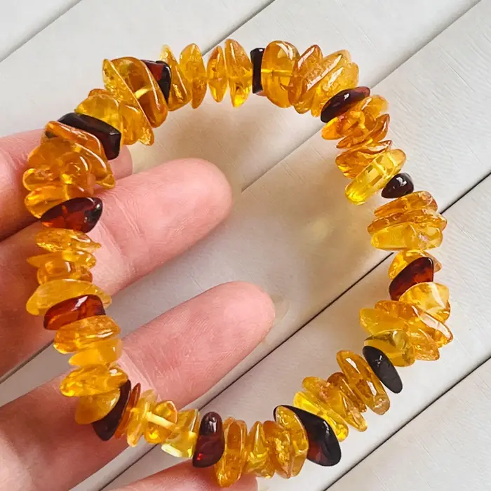 Bracelet d'ambre naturel pour femme, pierre précieuse de guérison, bijoux fins, véritables bracelets