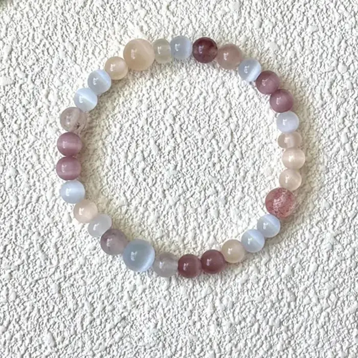 Bracelet œil de chat pour femmes et filles, fait à la main, perles roses et brunes, breloques extens