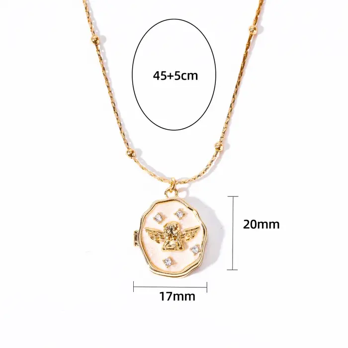 Collier d'ange en métal émaillé Vintage pour femmes