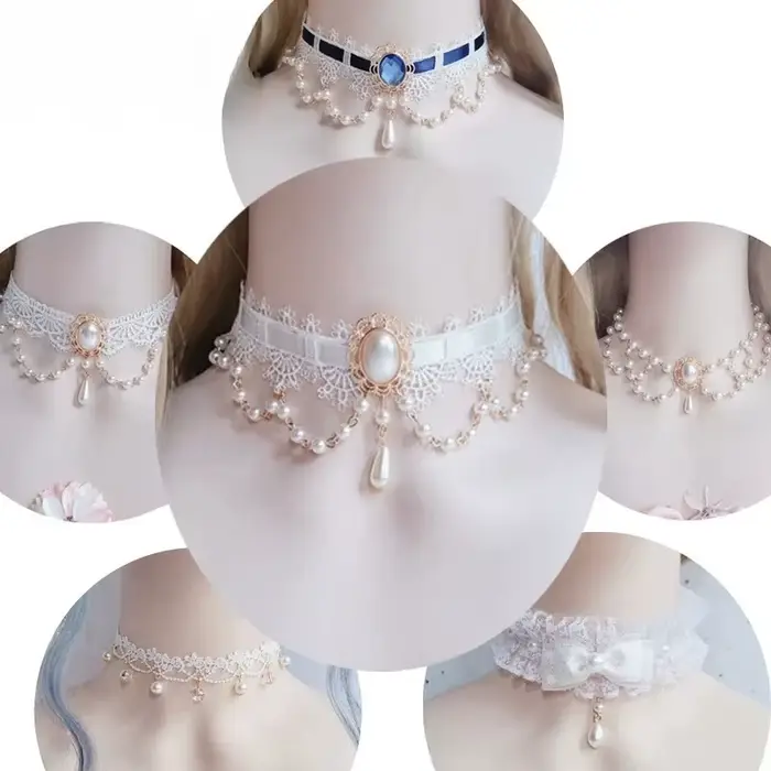 Collier Lolita Vintage gothique Style Rococo dentelle nœud papillon princesse mariage costumes occasions spéciales