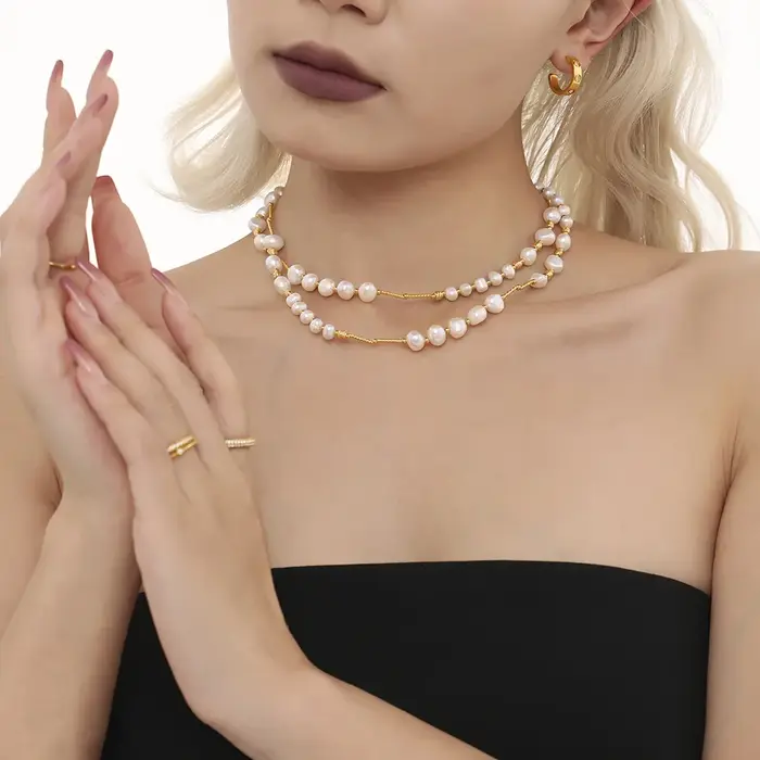 Collier de luxe en perles d'eau douce pour femme