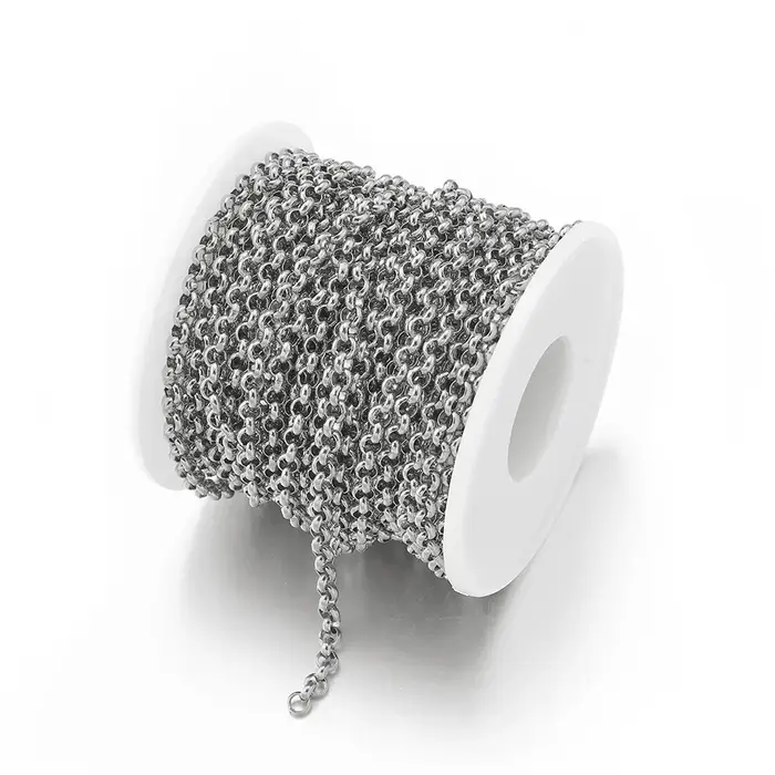 Chaînes en acier inoxydable de 1 mètre, 2.5/3/4mm, couleur or, rondes en forme de O, accessoires de 