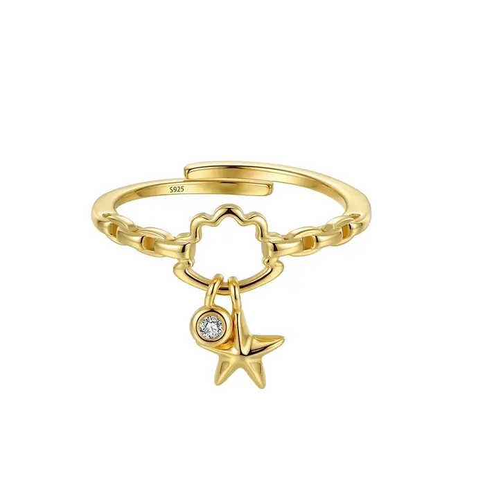 Rinntin – bague en argent Sterling 925 pour femmes, avec breloques étoile de mer, collection de bijo