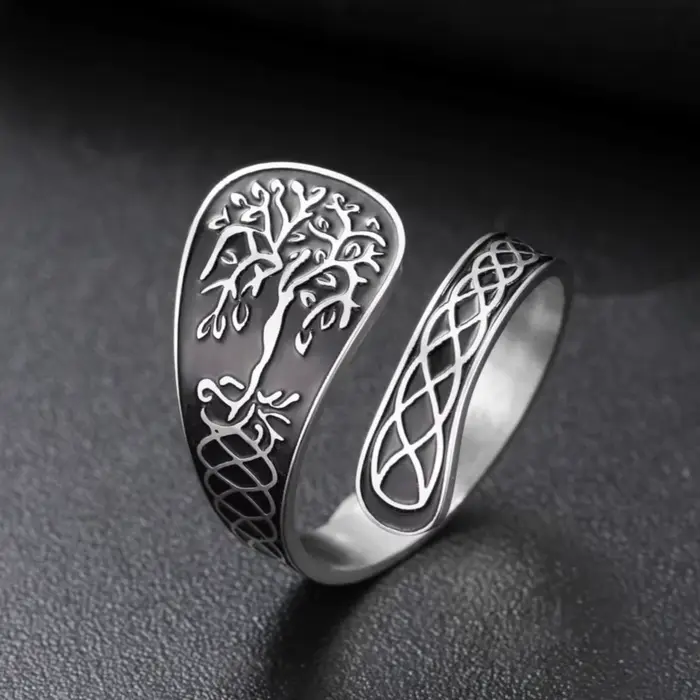 LIKGREAT – bague arbre de vie pour femmes et hommes, taille réglable, bande ouverte, guérison spirituelle, bijoux en acier inoxydable, cadeau Boho Hippie