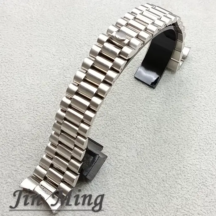 Bracelet Oyster en acier inoxydable massif 904L, 20 mm de large, brossé et poli, avec boucle déploya