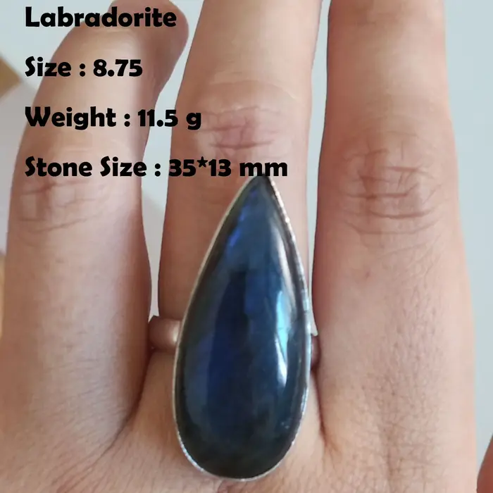 Bague en labradorite véritable, bijoux pour femmes, cadeau