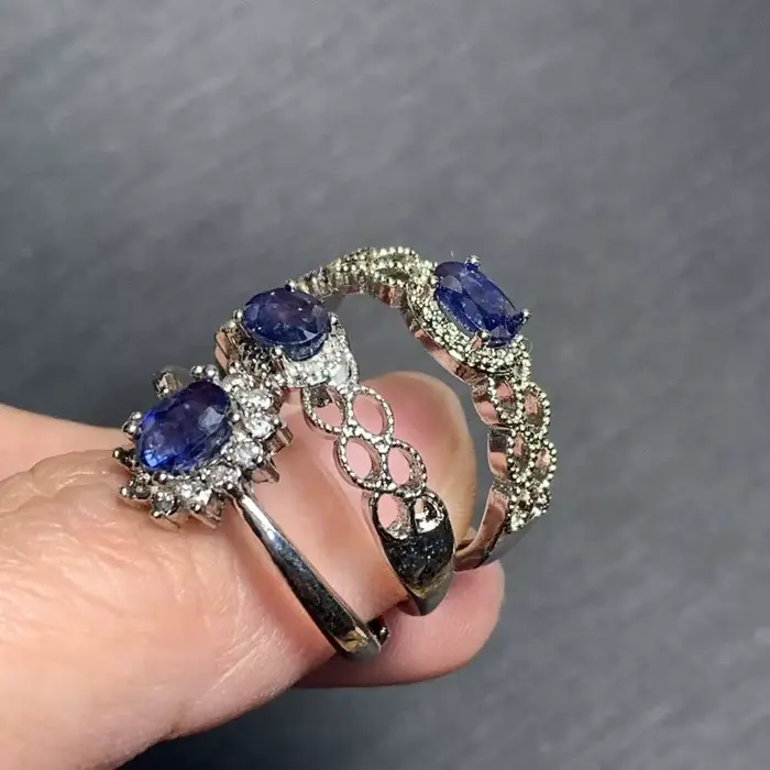 Bague en saphir naturel réglable pour femme, bijoux pour femme, cadeau, vente en gros, haute qualité, vintage, raffiné