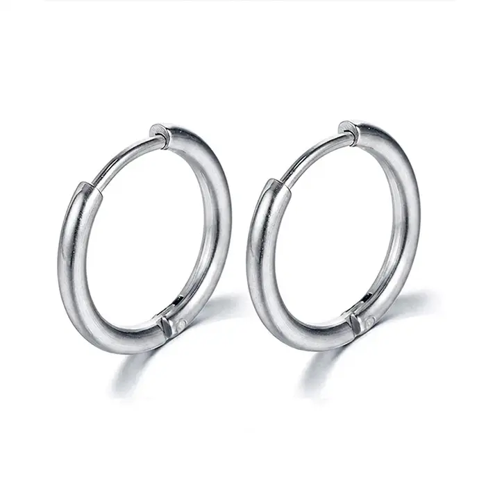 1 Paire de Boucles d'Oreilles Minimalistes Huggie Hoop 8/10/12mm en Acier Inoxydable 316L Hypoallerg