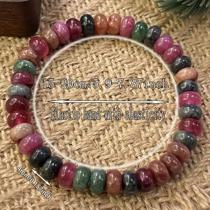 Bracelet Tourmaline Arc-en-Ciel perles faites à la main multicolore pour femmes et hommes occasions spéciales cadeau de vacances unique