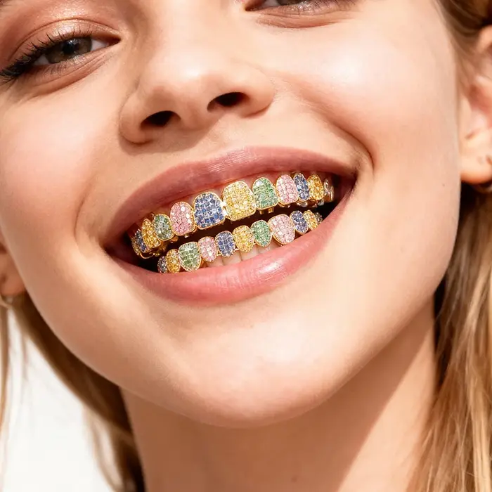 Bague de dents en cuivre sertie de pierres artificielles avec design géométrique pour hommes et femmes, occasions hip-hop et rock