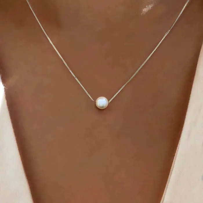 Collier de luxe en argent Sterling 925 pour femmes, pendentif en nacre blanche, 6MM 8MM 10MM, access