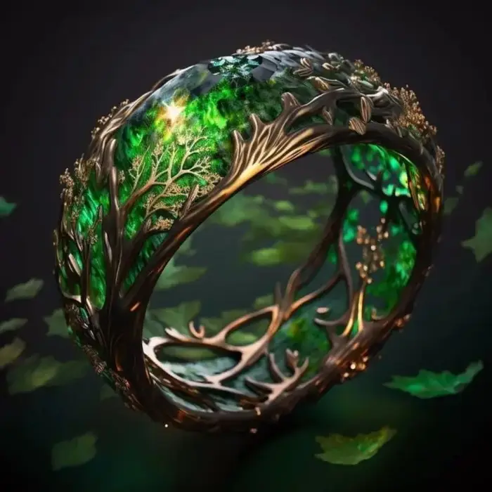 Bague créative et exquise en verre vert pour femmes