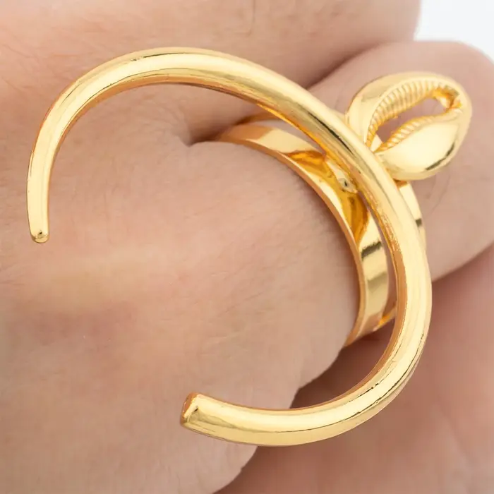 Ensemble de bijoux de luxe pour mariage doré avec boucles d'oreilles rondes et anneau circulaire réglable pour femmes occasions spéciales