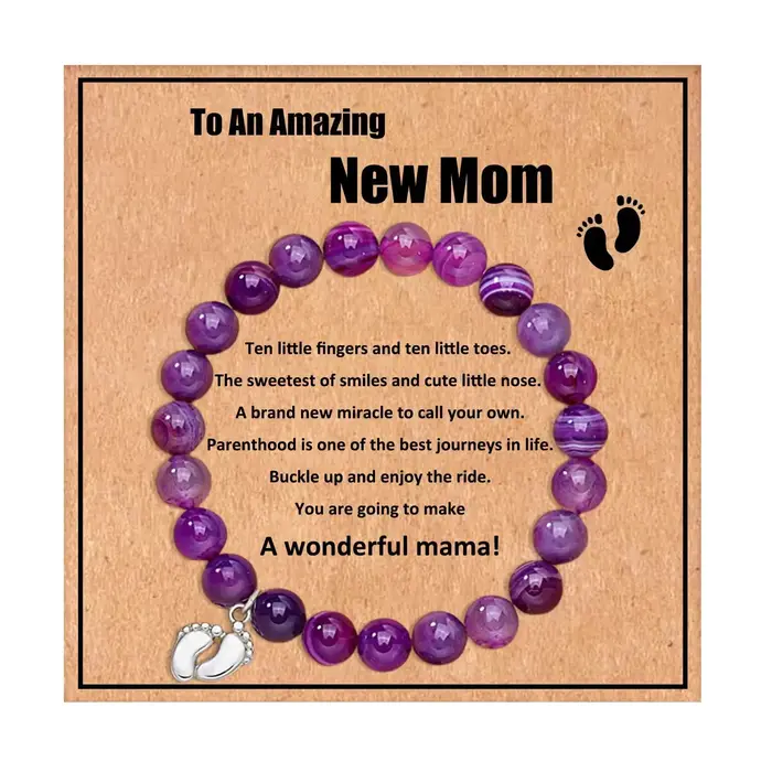 Bracelet perlé en pierre naturelle pour femme enceinte, cadeau pour la 1ère fête des mères, nouvelle