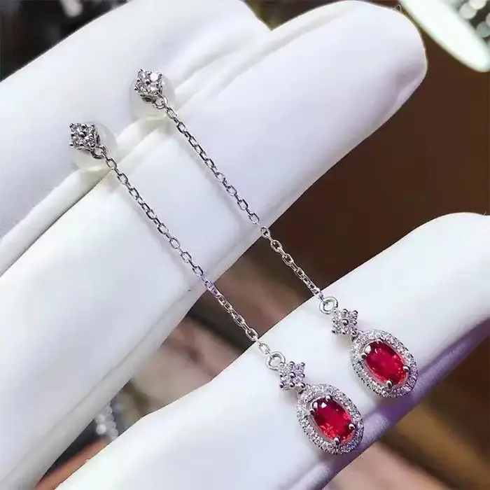 Boucles d'oreilles pendantes incrustées d'argent pour femmes, boucles d'oreilles longues, bijoux exq