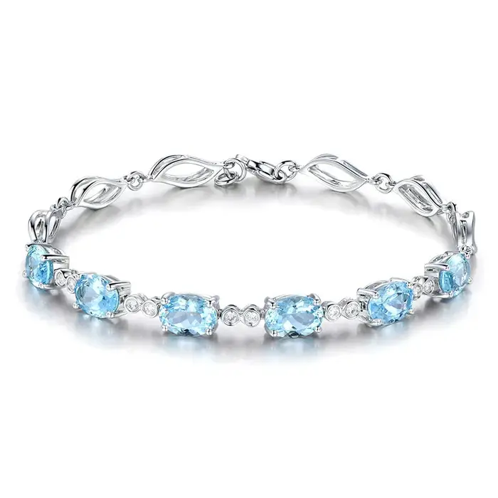 Bracelet en argent regardé 925 pour femme, breloque saphir exquis, cadeau de bijoux, nouveau style