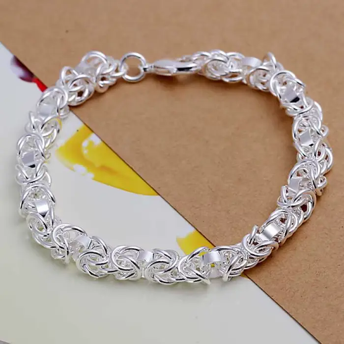 Bracelets plaqués argent 925 pour femmes, chaîne épaisse torsadée, bijoux de mariage Vintage pour po