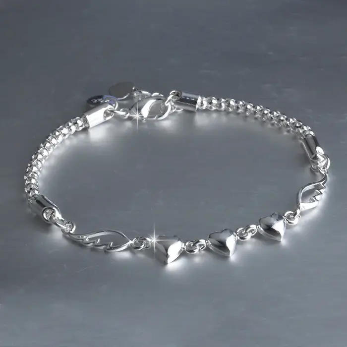Bracelet à breloques en argent regardé 925 pour femme