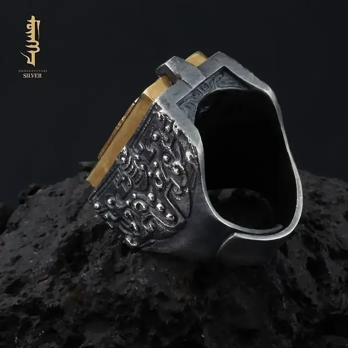 Bague Taotie de style ethnique mongol, rétro et imposante pour homme, version confort à dix phases