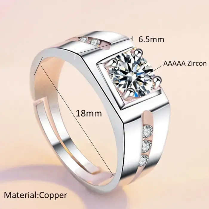 Bague en cuivre plaqué or argent pour hommes