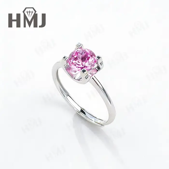 Bague en saphir/padparacha cultivé en laboratoire