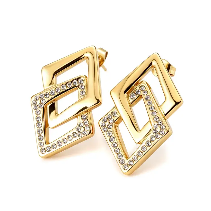 JeeMango – boucles d'oreilles géométriques en Zircon pour femmes, en acier inoxydable, couleur or, c