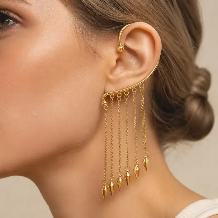 Boucles d'oreilles pendantes papillon à pampilles pour femme, grandes, couleur argent et or, sans pe