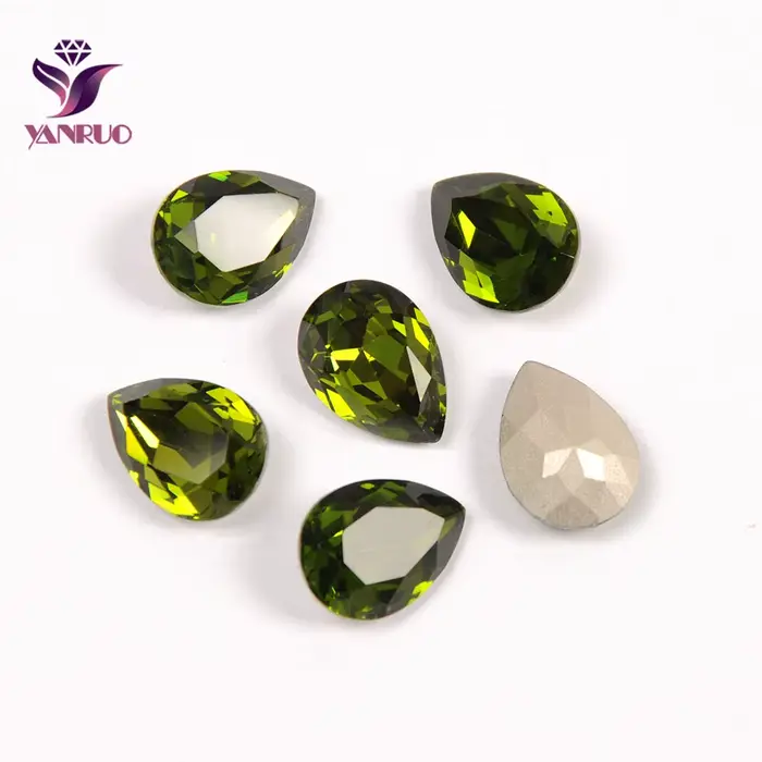 YANRUO-Griffe d'Olivine en Forme de Larme CitroK9, Ornements de Bijoux de Marquage, Clous de Base en