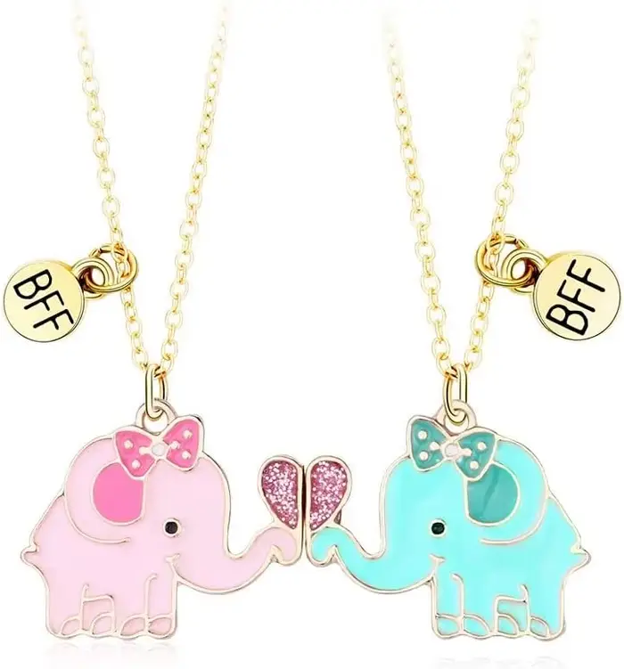 Collier meilleur ami pour 2 filles, collier d'amitié magnétique assorti, pendentif demi-cœur, collie