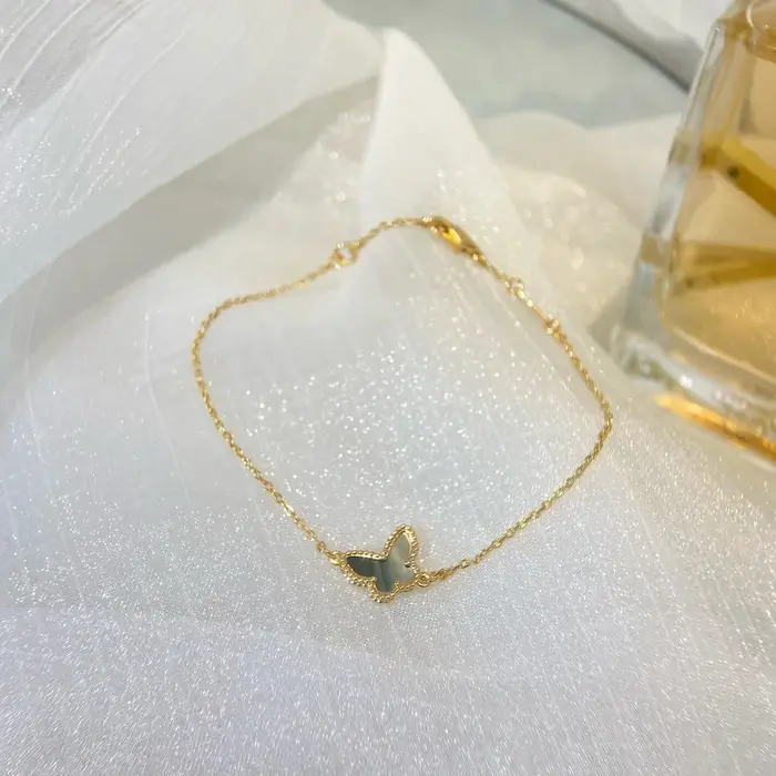 Bracelet Mini Coquillage Papillon Or Rose Tendance pour Femme, Bijou de Main Léger et Luxueux, Style