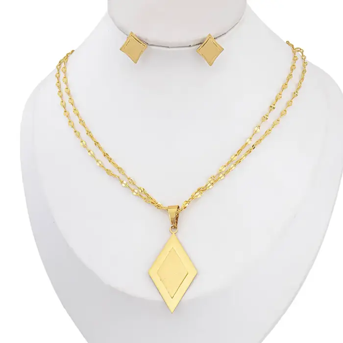 Ensemble de bijoux en forme de losange, collier pendentif, boucles d'oreilles clous, accessoires de 