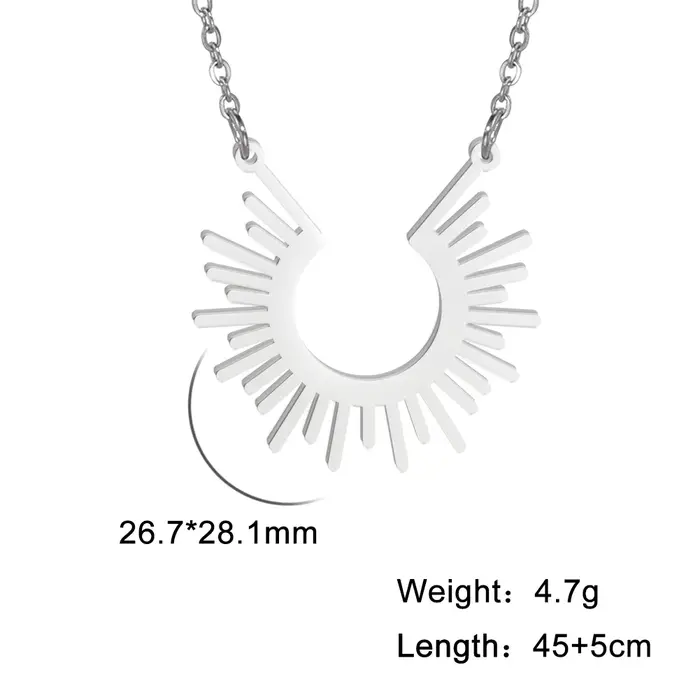 Cazador – collier avec pendentif rayons de soleil pour femmes, demi-cercle à pointes, ras du cou, bi