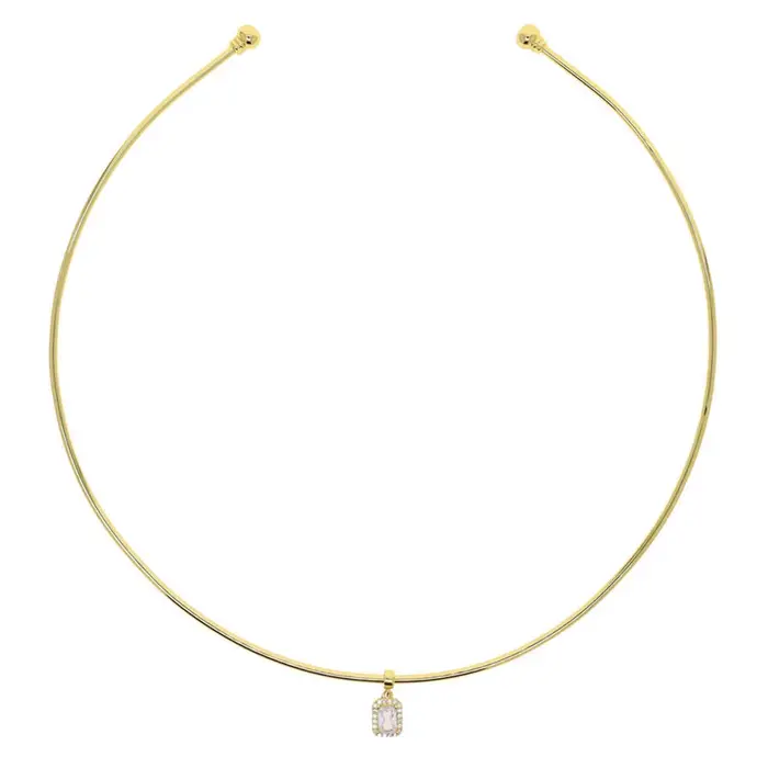 Collier pendentif géométrique couleur or avec zircon cubique 5A pour femme, nouvelle mode 2026, bijo