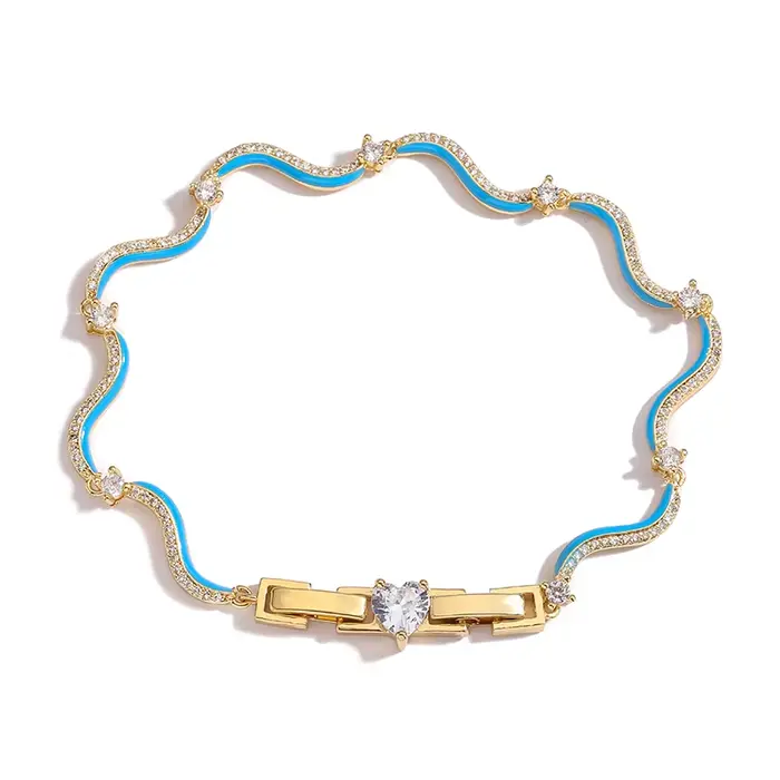 Parures de bijoux plaqué or 18 carats avec chaînes en émail