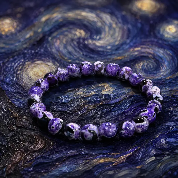 Bracelet perlé coloré de style peinture à l'huile abstraite ; un design vintage inspiré