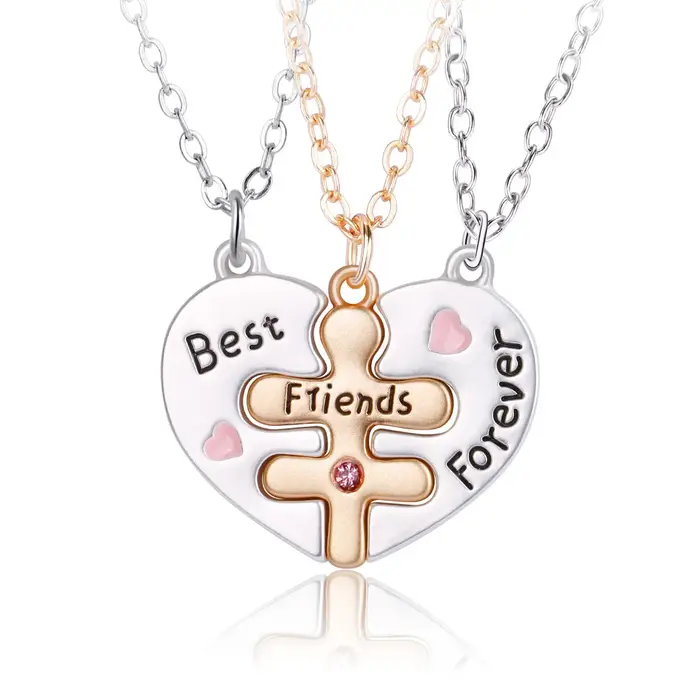 Collier magnétique en forme de coeur pour femme, meilleurs amis, coutures pour toujours, mignon, Pmo